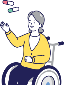 설립목적·근거법령 이미지(휠체어를 타고있는 여성이미지)