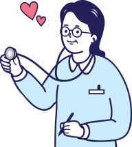 직원안내이미지(청진기를 사용하고있는 여성 이미지)